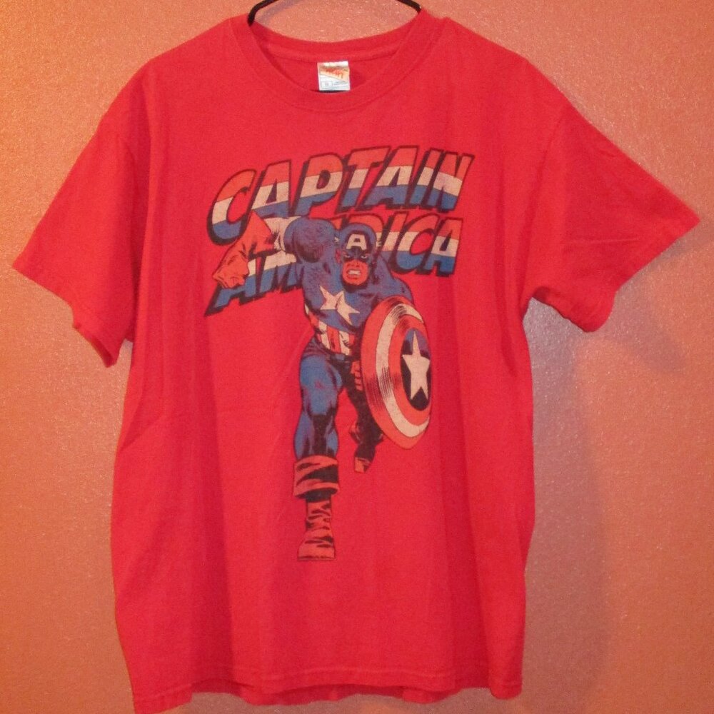Marvel Captain America Shirt 2001 Fruit Loom Men X Large Red Blue Avengers Shirt